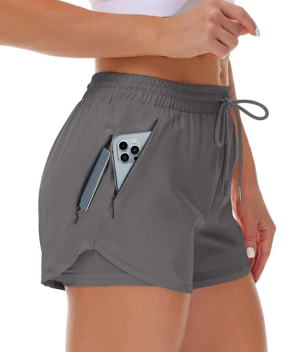 Women's Sports Shorts Running Yoga Fake Two Pieces hercurva