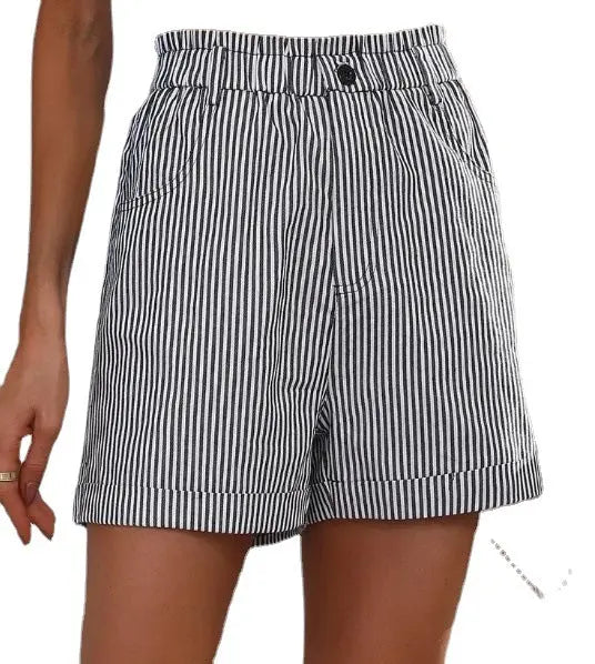 Fashion Ladies Non-stretch Stripe Shorts hercurva