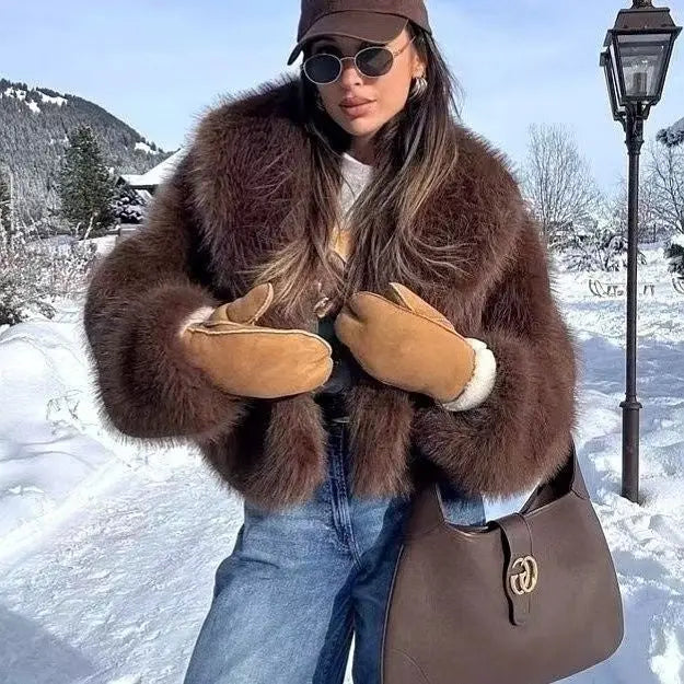 Faux Fur Coat Female Short Chic hercurva
