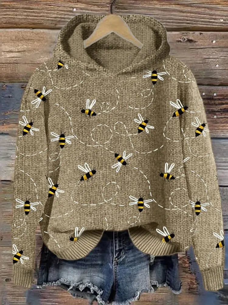 Animal Print Hooded Women's Sweater hercurva