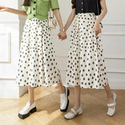 Women's Printed Dots High Waist Pleated Skirt Polka Dot Skirt hercurva