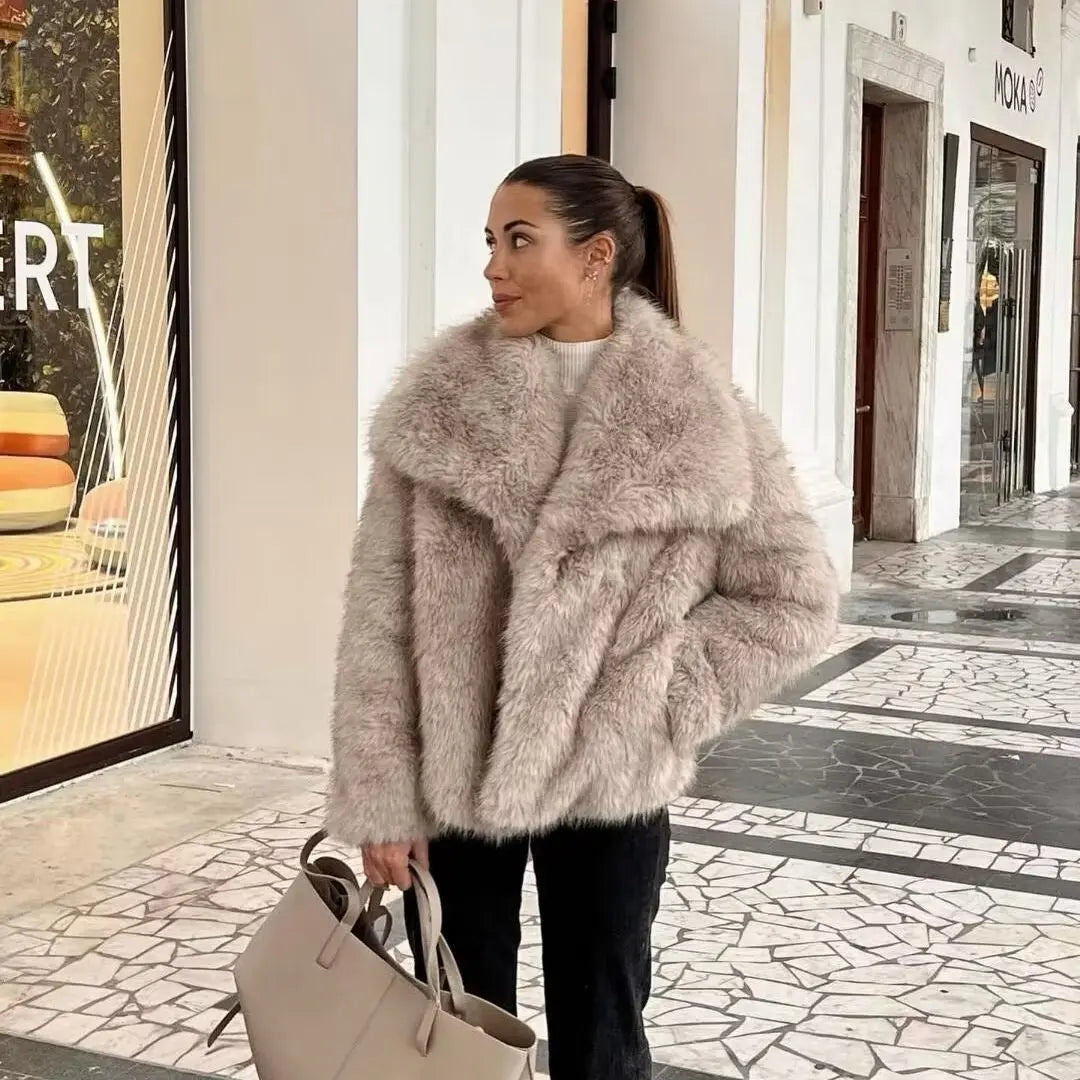 Faux Fur Coat Female Short Chic hercurva