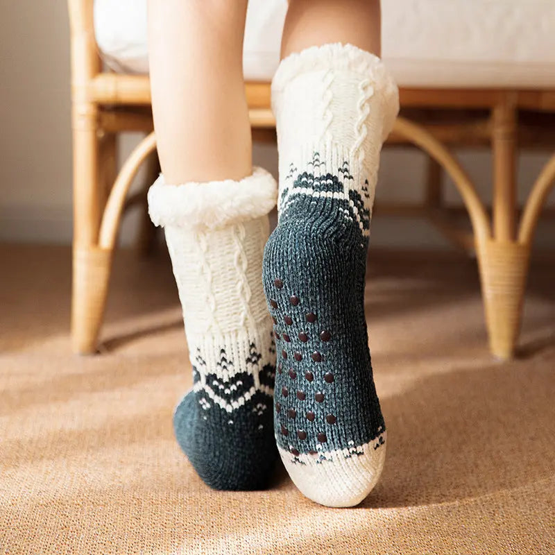 Love Knitted Plush Floor Socks Winter Warm Non-slip Carpet Socks Christmas Home Women hercurva