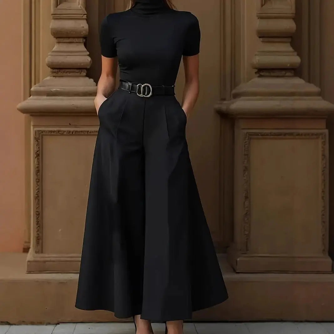 Cities Solid Color Wide-leg Pants No Belt hercurva