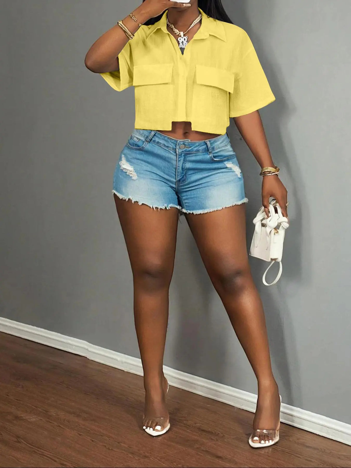 Women's Casual Fashion Pocket Short-sleeved Solid Color T-shirt hercurva