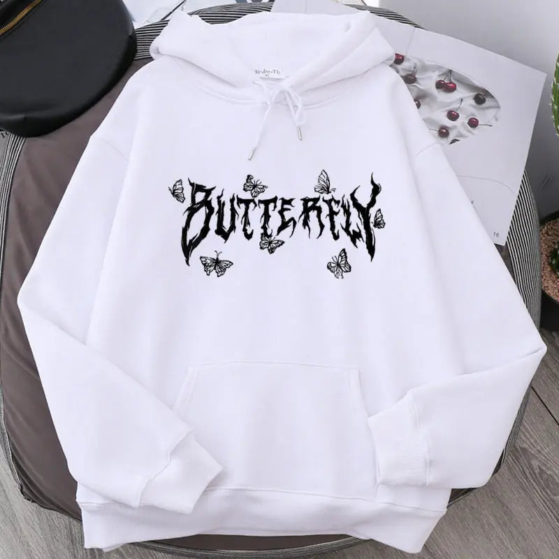 Gothic Letter Butterfly Loose Couple Sweatshirt hercurva