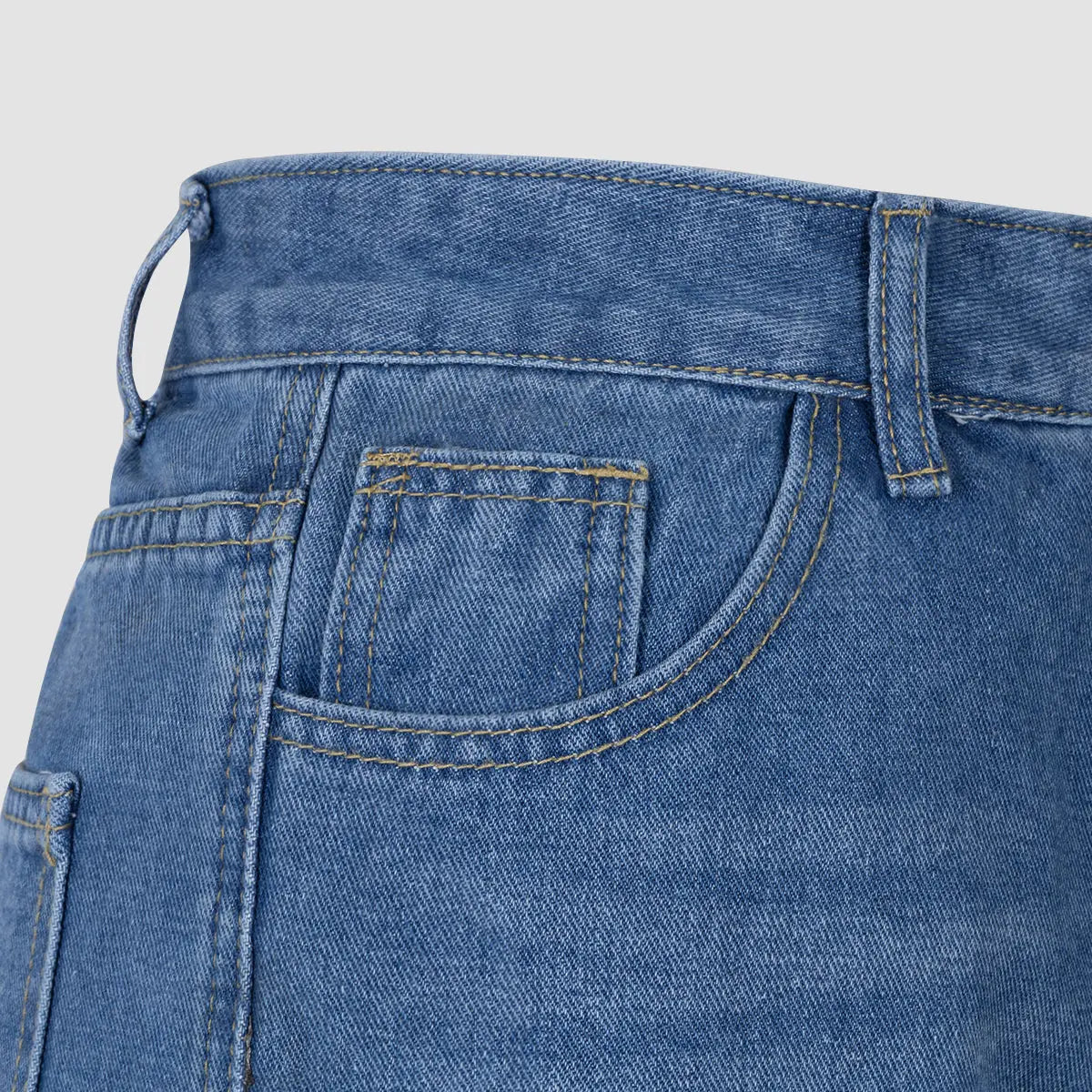 Blue Denim High - Waisted Ultra - Wide - Leg Jeans With Side Slit hercurva