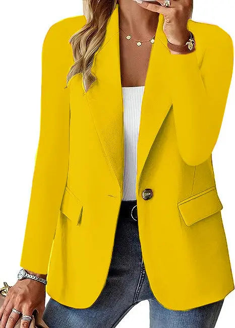 Fashion Casual Women Blazer Long-sleeved Solid Color Casual Cardigan Small Suit Jacket For Women Elegant Office Lady Outerwear hercurva
