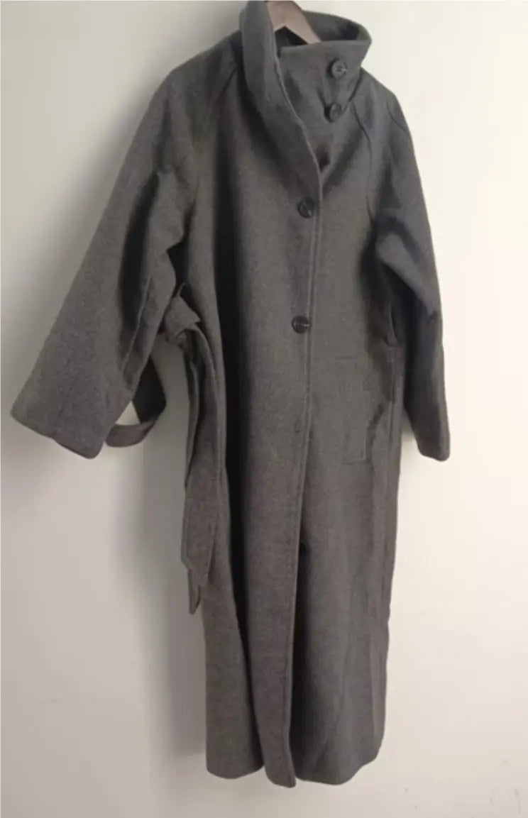 Women's Stand Collar Belt Overcoat Coat hercurva