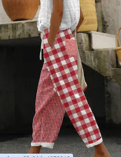 Women's Cotton And Linen Printing Paste Bags Casual Pants hercurva