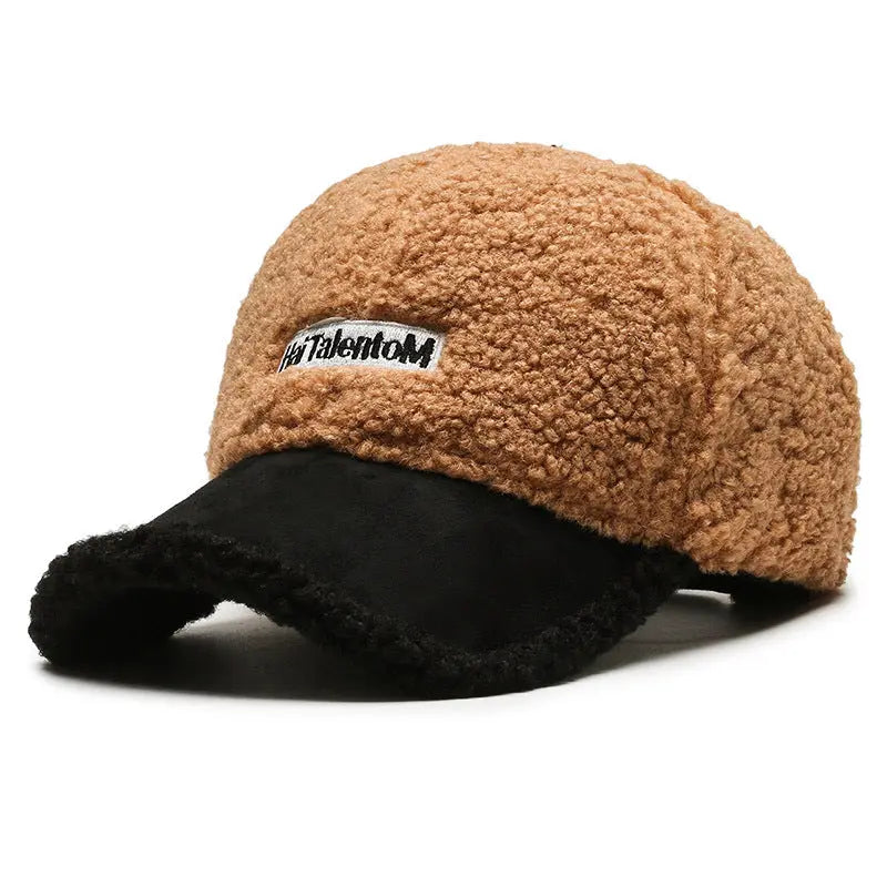 Autumn Winter Color Matching Fashion All-match Plush Warm Peaked Cap hercurva