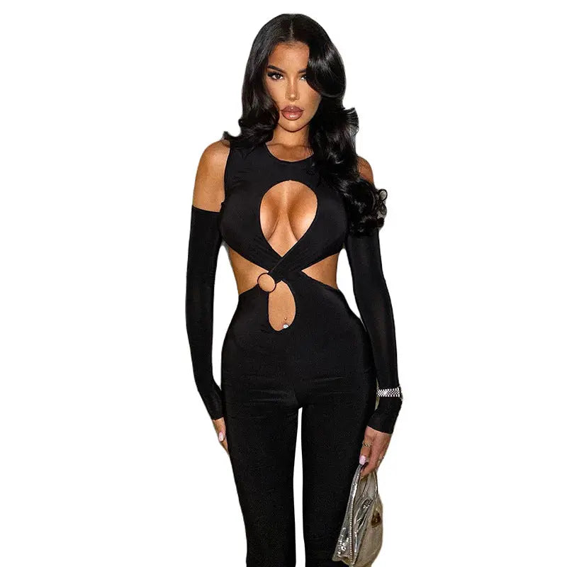 Women's cut-out patchwork bodysuit hercurva
