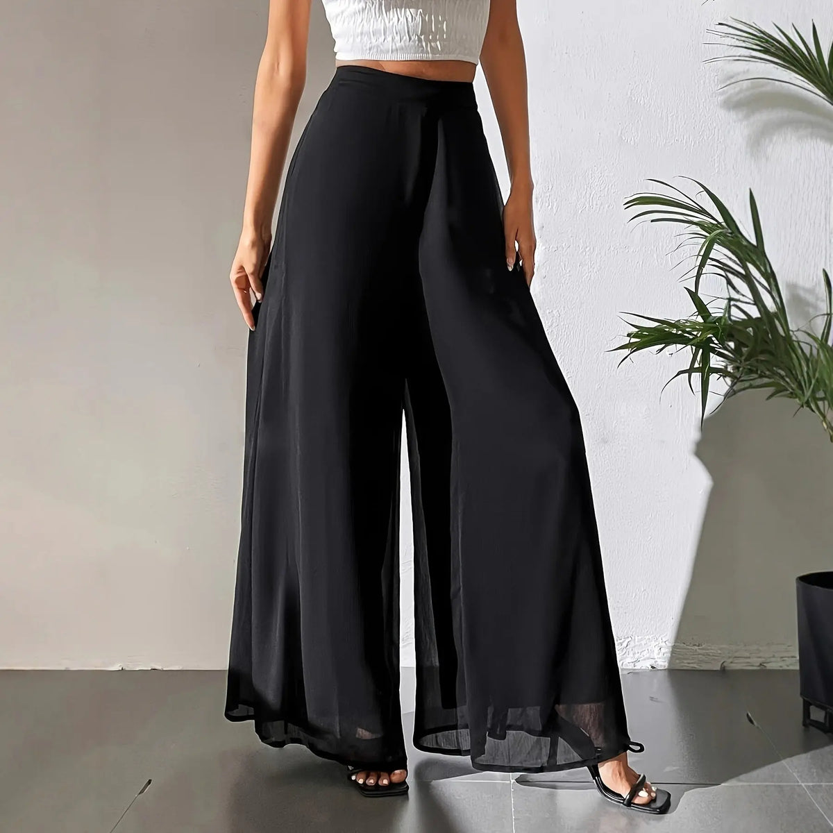 Casual Chiffon Wide-leg Pants Loose Trousers hercurva