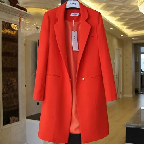 Mid-length Suit Spring Women's Long Sleeve Plus Size Nylon Slimming Versatile Straight Style hercurva