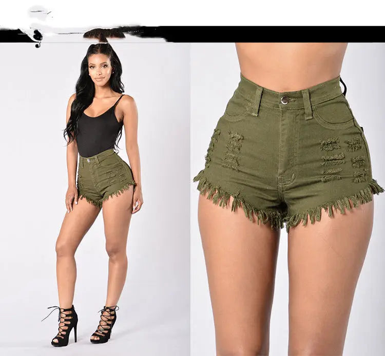 Stretch Sexy Frayed Denim Shorts Women's Hot Pants hercurva