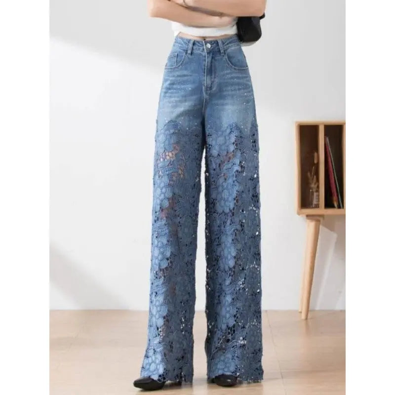 Women's Stitching High Waist Wide Leg Pants hercurva