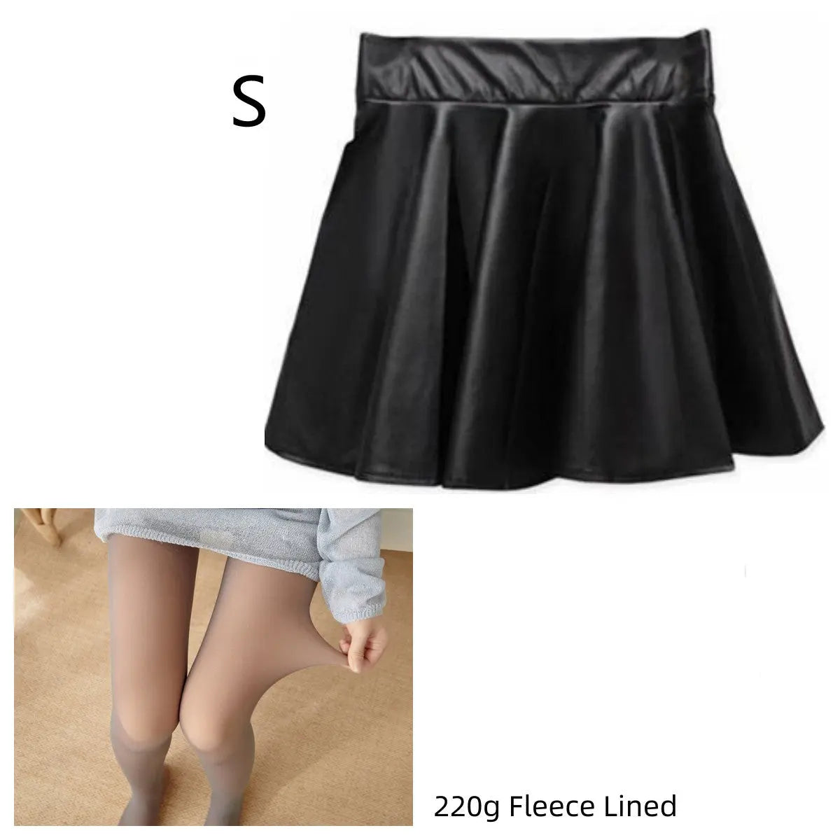 High waist Faux Leather Skirt sun skirt pleated skirt hercurva