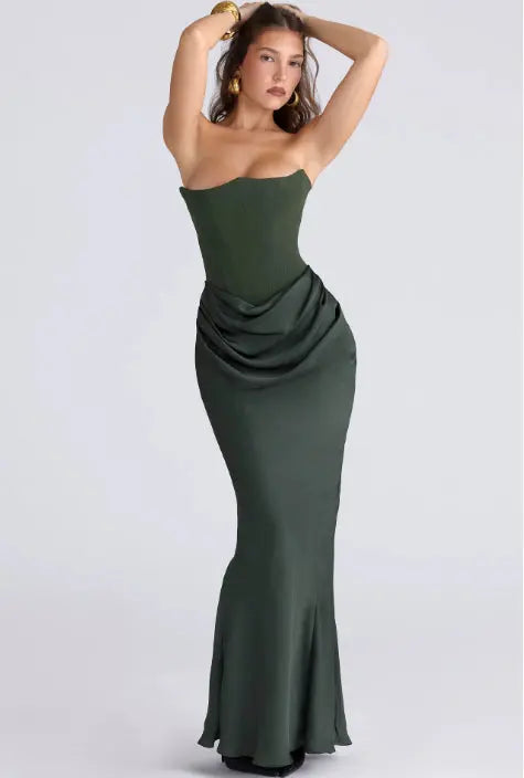 Slim Tube Top Long Dress Sexy Fashion Bandeau Backless Party Evening Dresses For Women Clothing hercurva