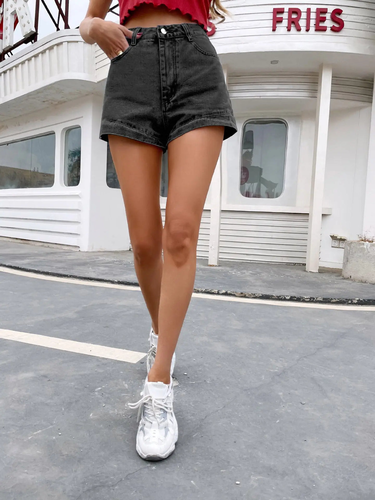 Women's High Waist Slimming And Tight Straight Denim Shorts hercurva