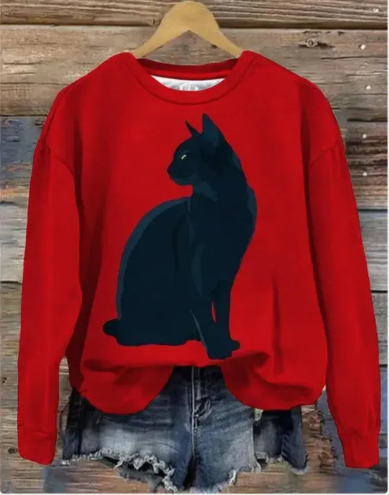 Printed Loose Round Neck Sweater For Women hercurva