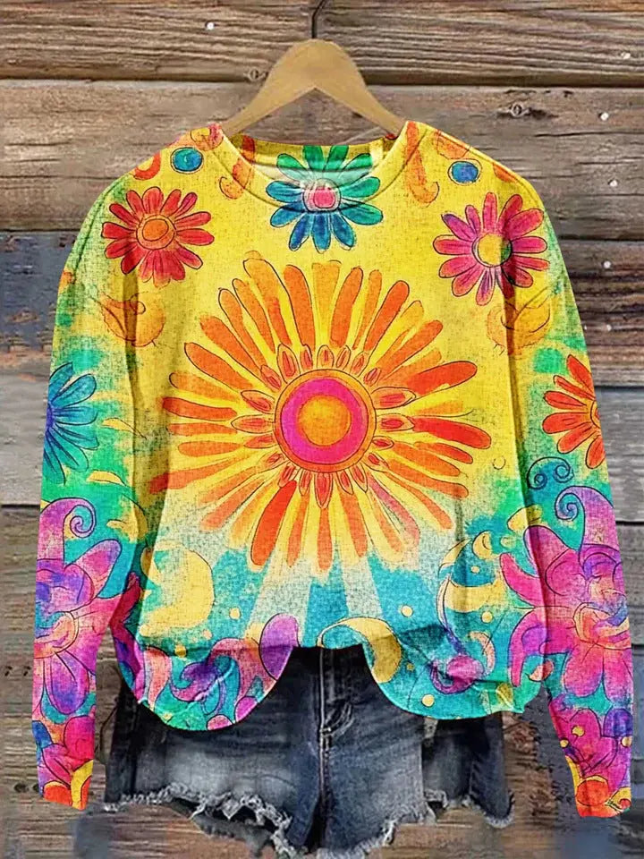 Women's Printed Drop-shoulder Sweater hercurva