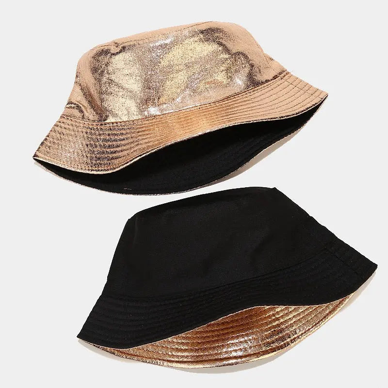 New Lacquer Leather Fisherman Hat Female Creativity hercurva