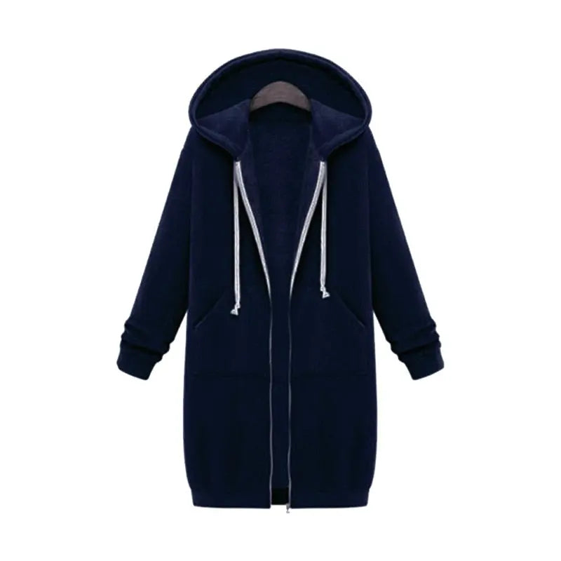 Hooded Long-sleeved Winter Sweater Women's Jacket In A Long Thick Shirt hercurva
