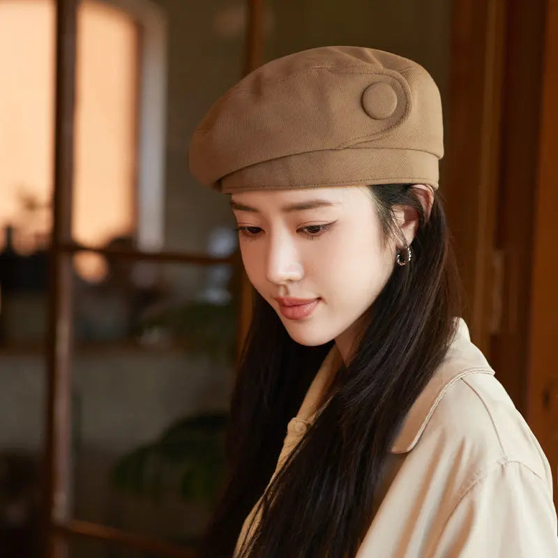 High-grade Buttons Make Your Face Look Smaller In Autumn And Winter Beret hercurva