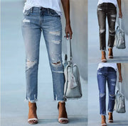 Women's Plus Size Ripped Jeans Trousers hercurva
