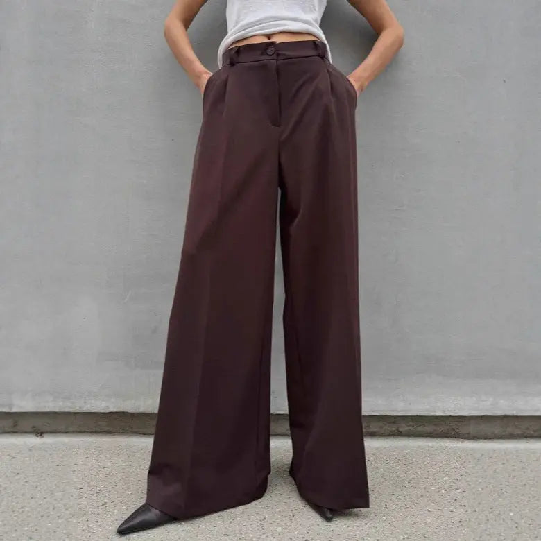 High Waist Mopping Commuter Draped Suit Pants hercurva