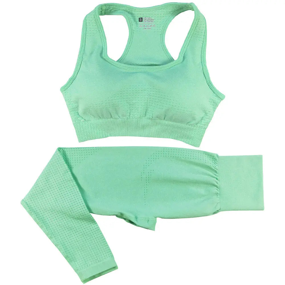 2PCS Seamless Yoga Set Women Tracksuit High Waist Leggings Workout Sportswear Gym Clothing Fitness Crop Top Sports Suits Gym Set hercurva