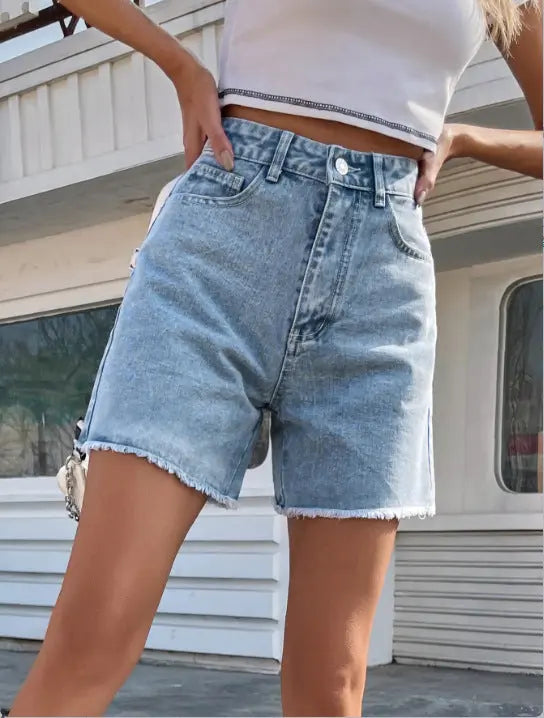 High Waist Loose Casual Women's Denim Shorts hercurva