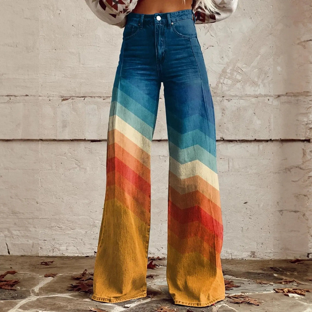 Foreign Trade Plus Size Women's Casual Pants Thin Imitation Jeans Wide Leg hercurva