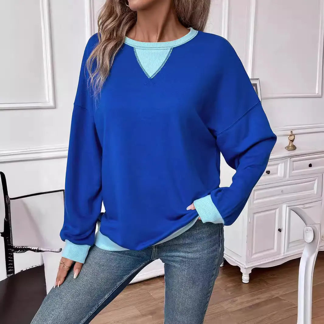 Loose Casual Contrast Color Sweater For Women hercurva