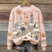 Women's Christmas Crew-neck Patterned Top hercurva