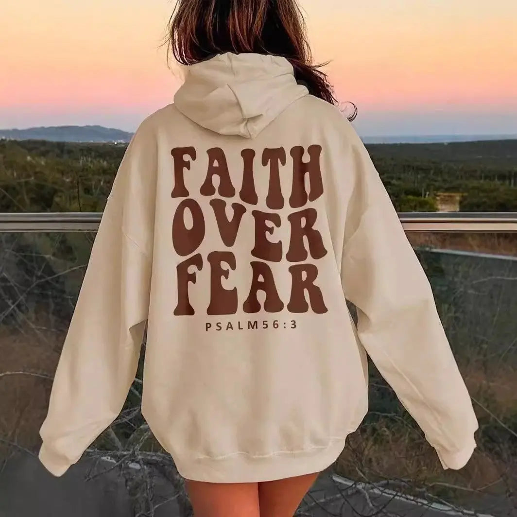 New Letter Print Pullover Hooded Sweater hercurva