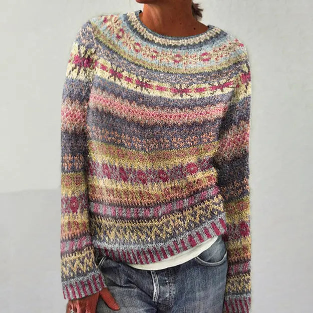 Women's Printed Wear Crew Neck Casual Sweater hercurva