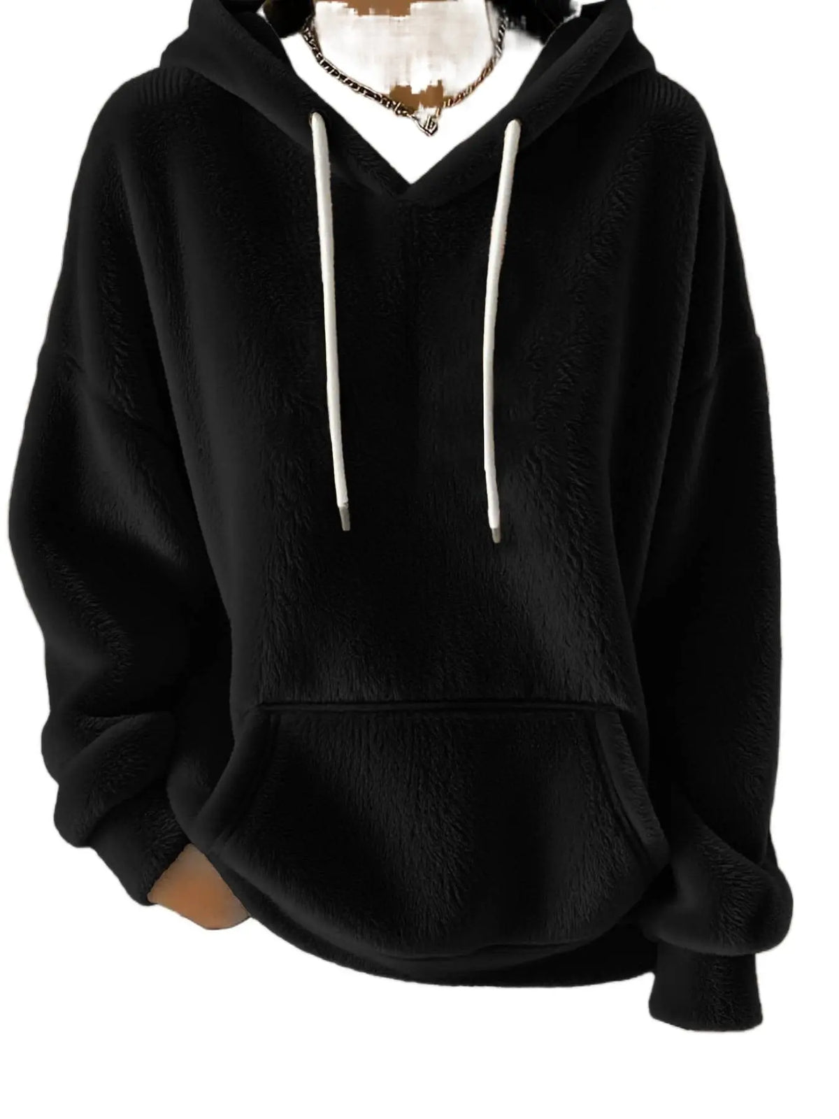 Women's Solid Color Lamb Fleece Lined Versatile Sweatshirt For Autumn And Winter hercurva