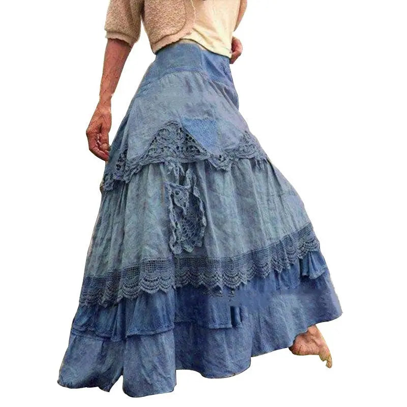 Women's Stitching Lace Large Swing Cake Skirt hercurva