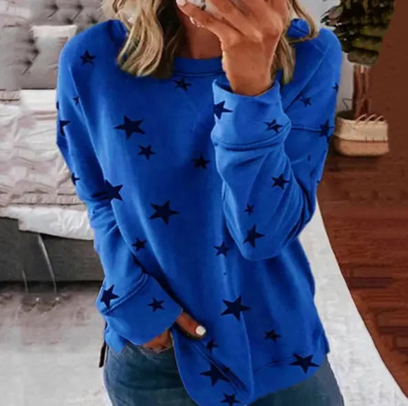 Star print stitching T-shirt fashion top women hercurva
