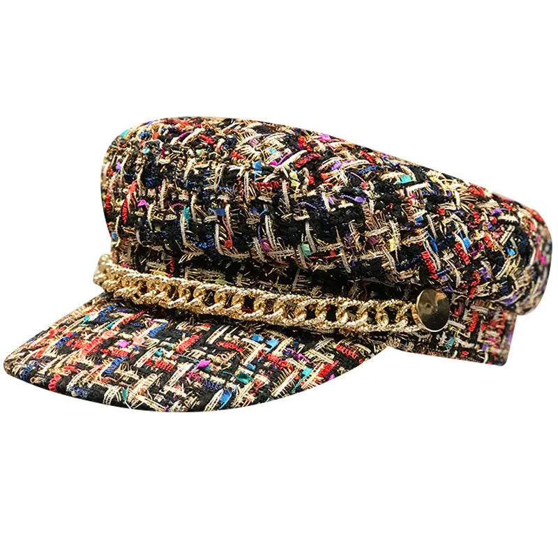 Ladies peaked cap octagonal cap fashion military cap hercurva