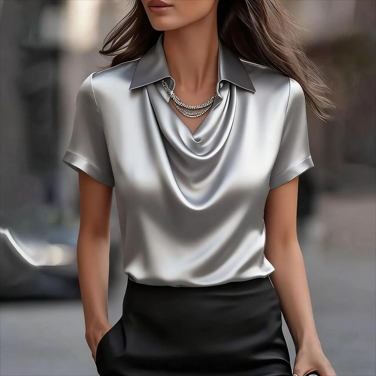Fashionable Solid-Color Casual Lapel Collar Button-Down Short-Sleeve Shirt hercurva
