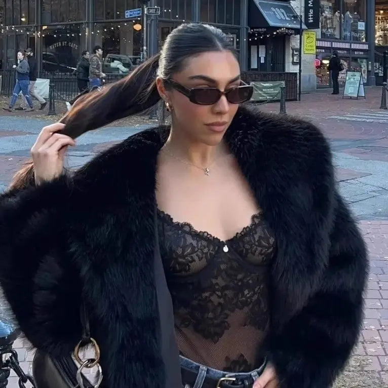 Faux Fur Coat Female Short Chic hercurva