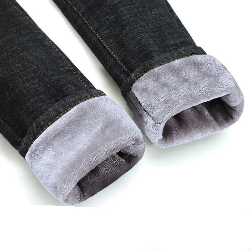 Women Thermal Jeans Winter Snow Warm Plush Stretch Jeans Lady Skinny Thicken Fleece Denim Long Pants Retro Blue Pencil Trousers hercurva