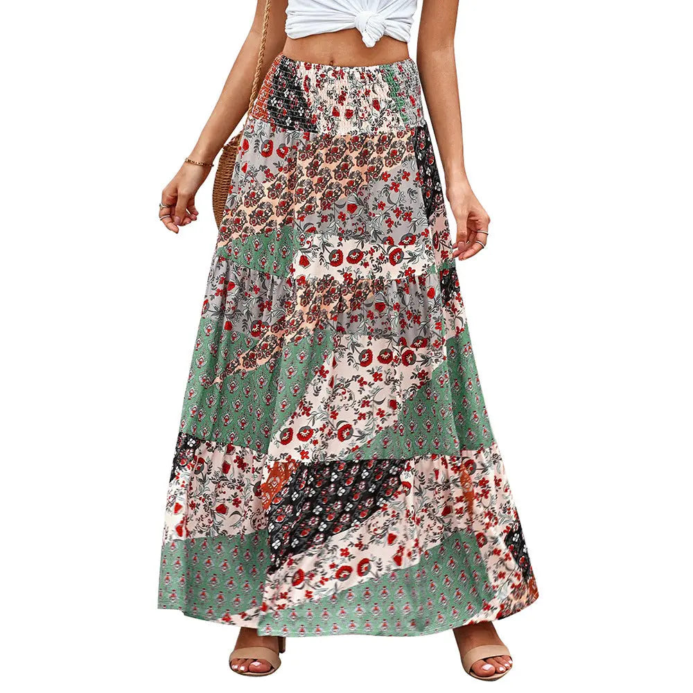 Loose fashion print high waist skirt hercurva
