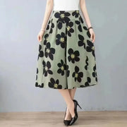 Slim And Casual High Waisted Printed Wide Leg Capris hercurva