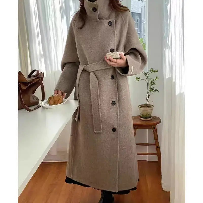 Loose-fitting Double-faced Cashmere Coat, Extra-thick Wool Overcoat hercurva