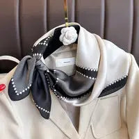 Artificial Silk Striped High-grade Korean Style Stylish Beach Arm Bag Silk Scarf hercurva