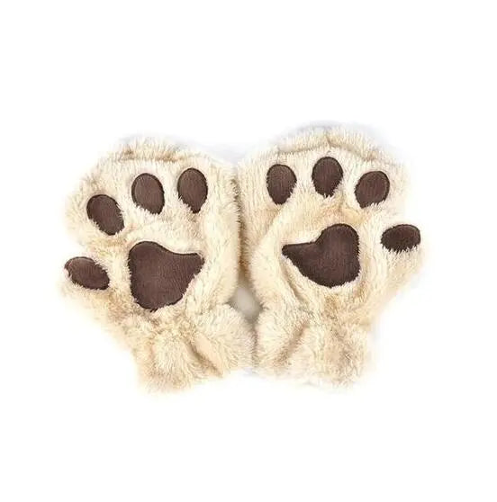 Winter Lovely Half Cover Paw Bear Cat Claw Gloves Short Finger hercurva