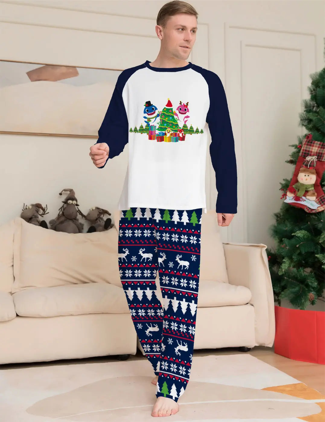 Family Matching Christmas Pajamas Set Xmas Long Sleeve Sleepwear Nightwear For Couples Kids Baby hercurva